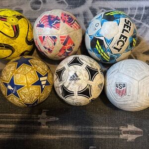 Lot of 6 used Soccer Balls size 5